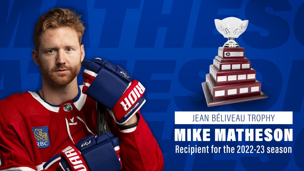 Mike Matheson awarded the Jean Béliveau Trophy